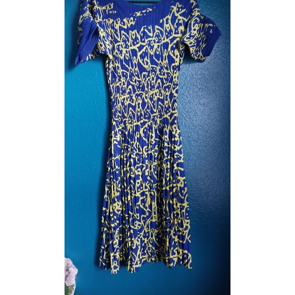 Lily and Taylor Elizeh Blue and Yellow Dress Womens Size 4 - Picture 5 of 9